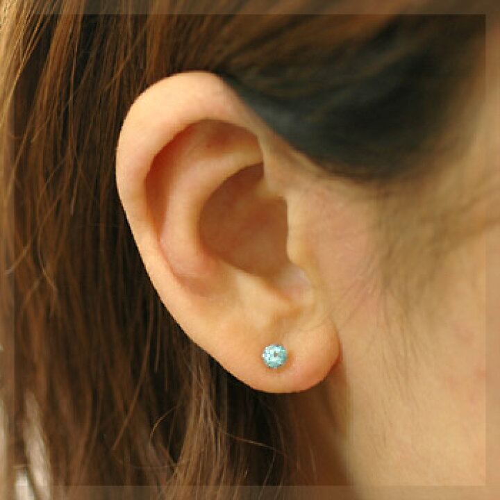 楽天市場】プラチナ900 ブルートパーズ ピアス 4.0mm : ジュエリー 