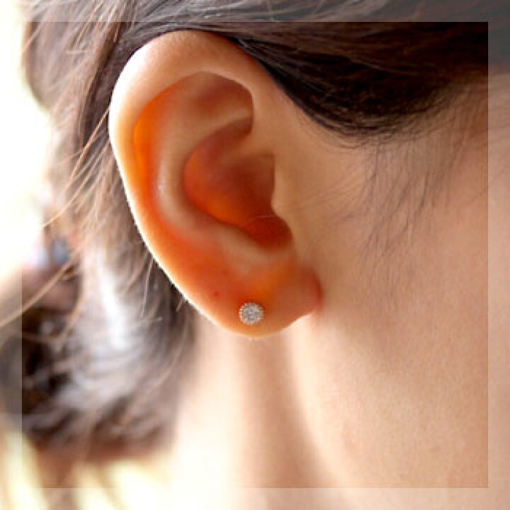楽天市場】K18 ミル打ちデザイン ダイヤモンド ピアス 0.3ct 18金 