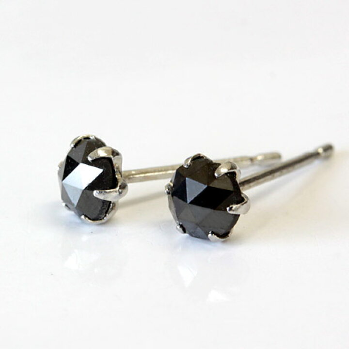 楽天市場】プラチナ ブラックダイヤモンド ピアス 0.5ct ローズカット 