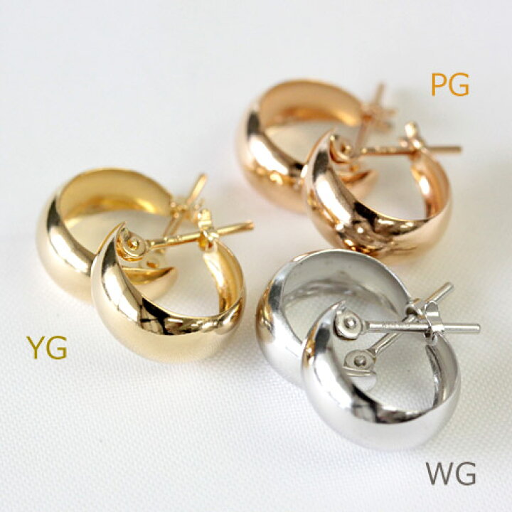 楽天市場】フープピアス K18 5mm×10mm 5×10 18K 18金 ムーンピアス 
