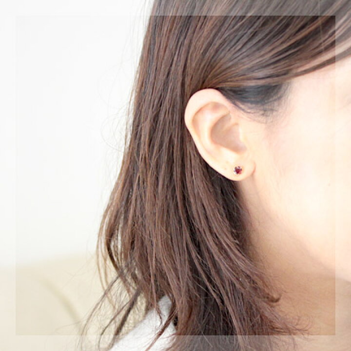 楽天市場】ガーネット ピアス 5.0mm K14ホワイトゴールド K18ピンク 