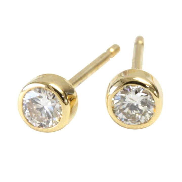 楽天市場】K18 ダイヤモンド ピアス 0.15ct フクリン ベゼル