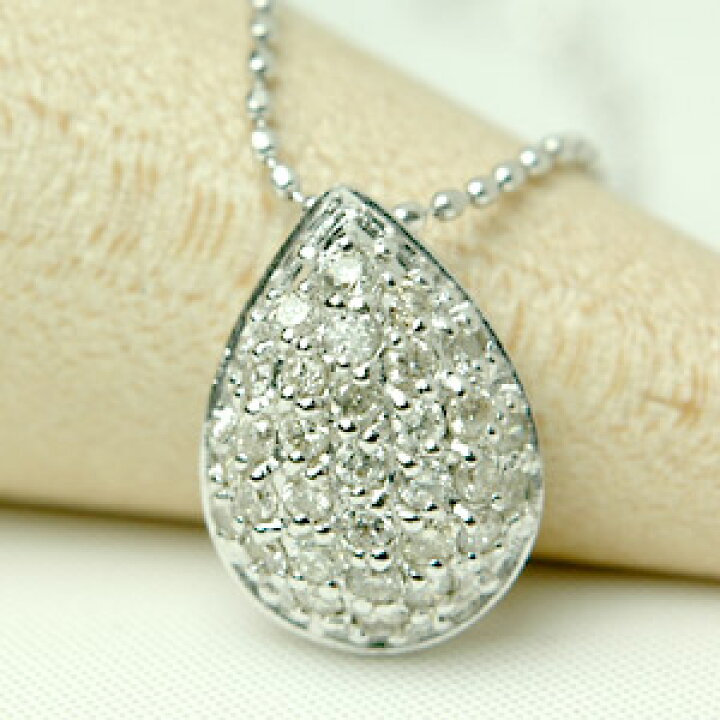 楽天市場】K18 ティアドロップ ダイヤ パヴェ ネックレス 0.3ct K18 