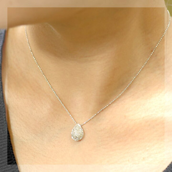 楽天市場】K18 ティアドロップ ダイヤ パヴェ ネックレス 0.3ct K18 