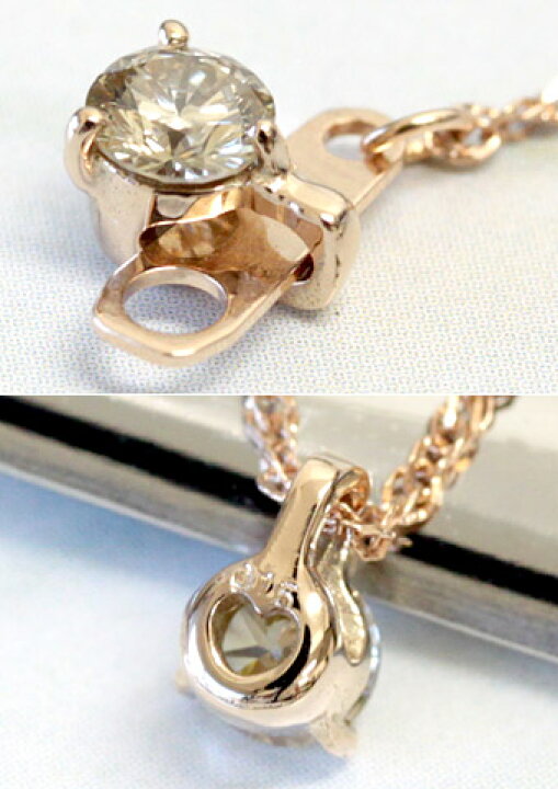 楽天市場】K18 シャンパンカラー ブラウンダイヤ ネックレス 0.15ct  