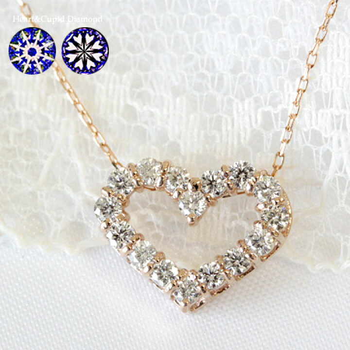 楽天市場】K18 H&C ダイヤモンド 0.3ct ペンダント オープンハート  