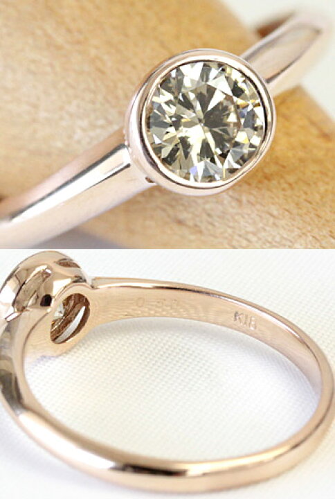 楽天市場】ライトブラウン ダイヤモンド リング 0.5ct K18 18金 リング  
