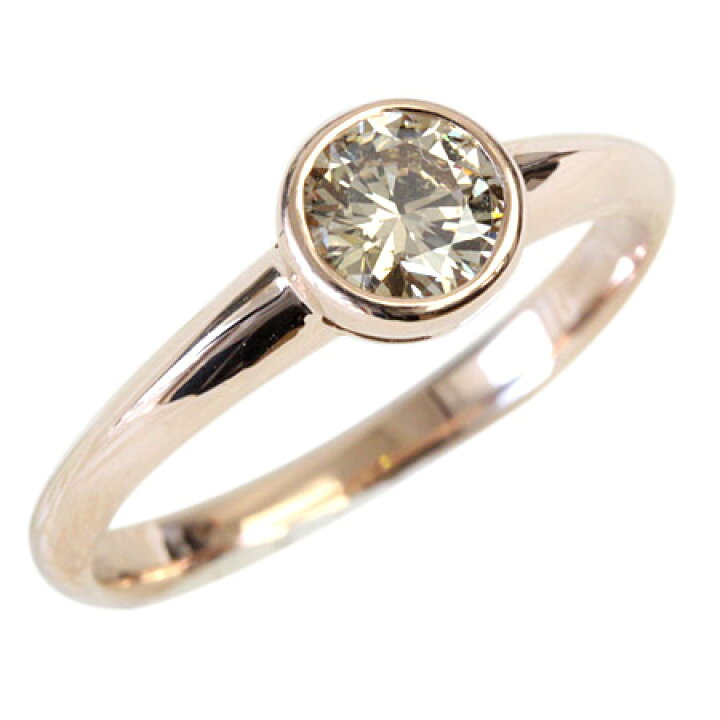 楽天市場】ライトブラウン ダイヤモンド リング 0.5ct K18 18金 リング  