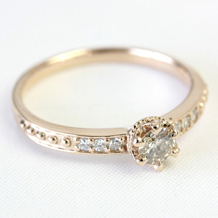 楽天市場】K18 シャンパン ブラウンダイヤモンド リング 0.2ct 18金  