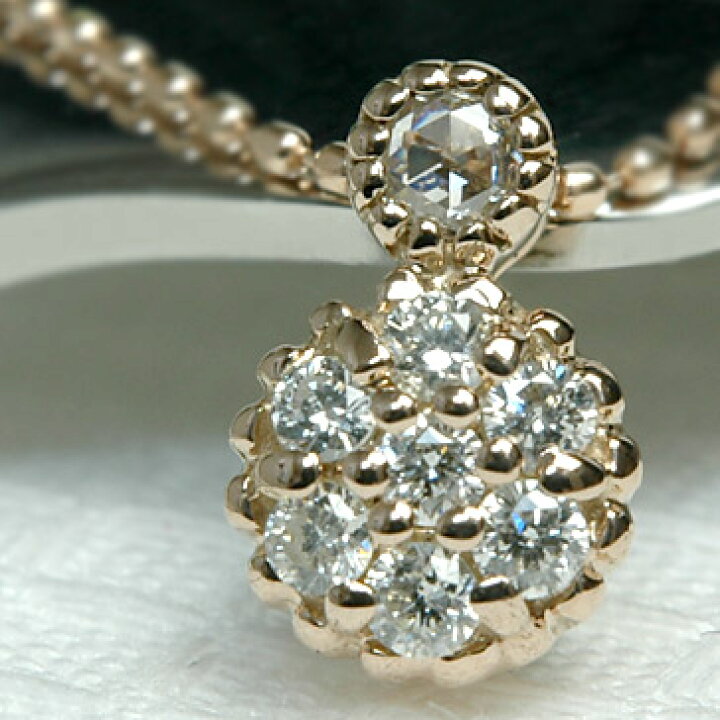 楽天市場】K18 ローズカット ダイヤモンドペンダントネックレス0.2ct 