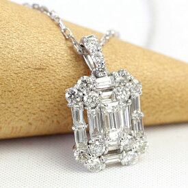 K18 ダイヤモンド ネックレス ダイヤ ネックレス 0.5ct 26石 バゲットカット ペンダントネックレス ホワイトゴールド・ピンクゴールド・イエローゴールド SIクラス品質 45cm