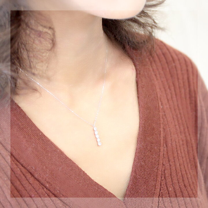 楽天市場】Pt ダイヤモンド ネックレス ダイヤ ネックレス 0.5ct 5石 