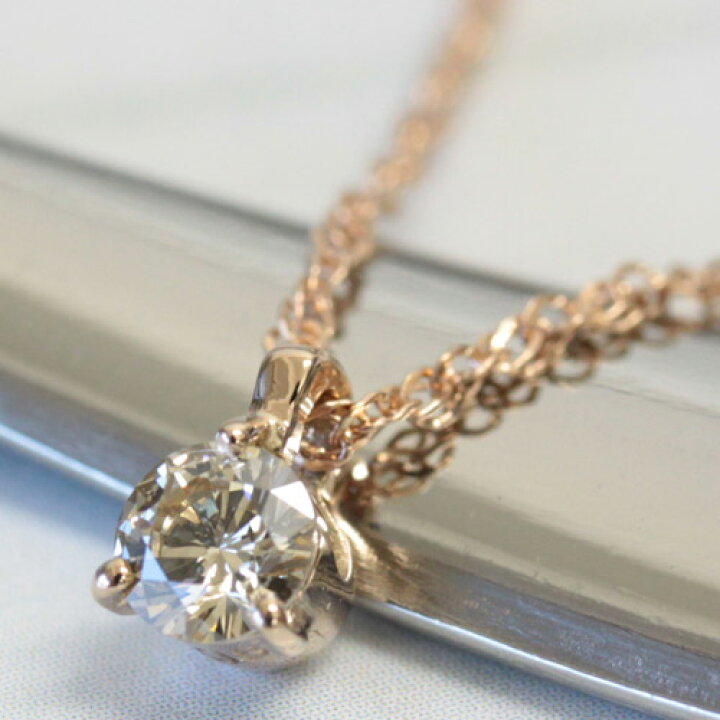楽天市場】K18 シャンパンカラー ブラウンダイヤ ネックレス 0.15ct 