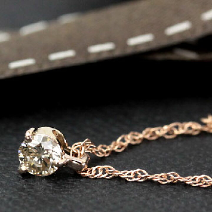 楽天市場】K18 シャンパンカラー ブラウンダイヤ ネックレス 0.15ct 