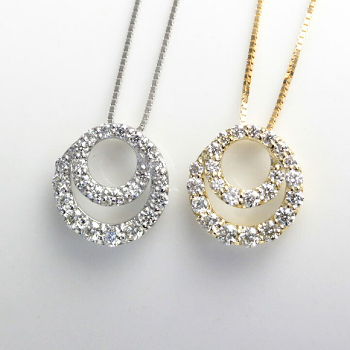 楽天市場】pt K18 ダイヤモンド ネックレス 0.3ct H&C 45cm スライド式 