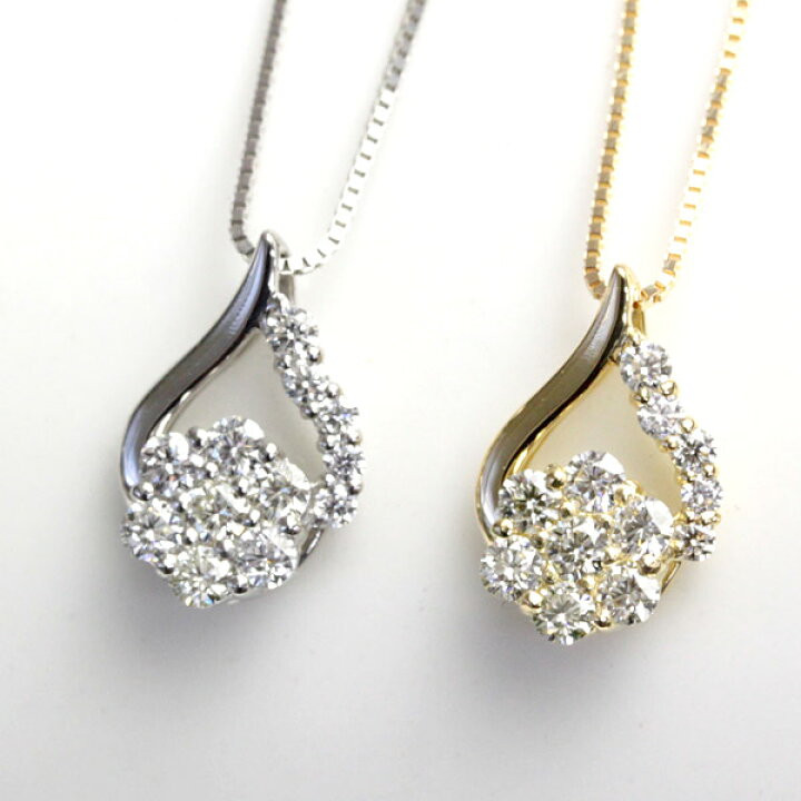 楽天市場】pt K18 ダイヤモンド ネックレス 0.3ct H&C 45cm スライド式 