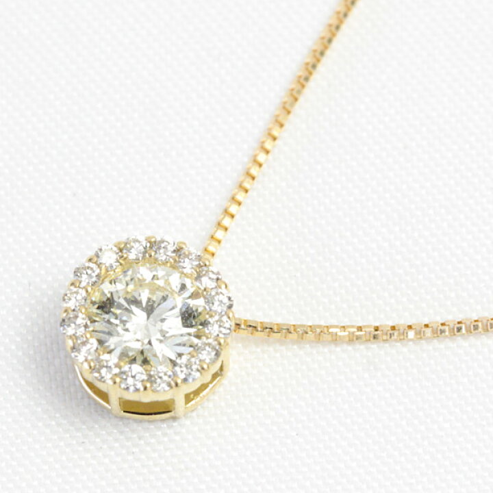 楽天市場】K18 ベリーライトイエロー ダイヤモンド 0.4ct ペンダント  