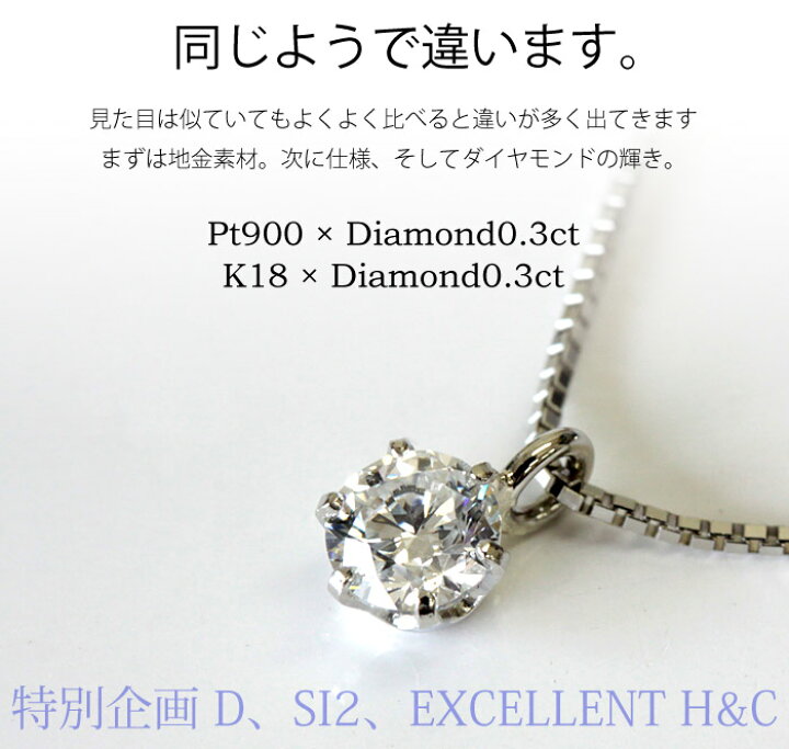 楽天市場】5本限定 プラチナ ダイヤモンド ネックレス 0.3ct 憧れのD 