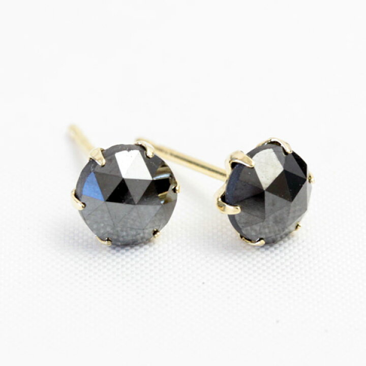 楽天市場】ブラックダイヤモンド ピアス 1.0ct ローズカット プラチナ 