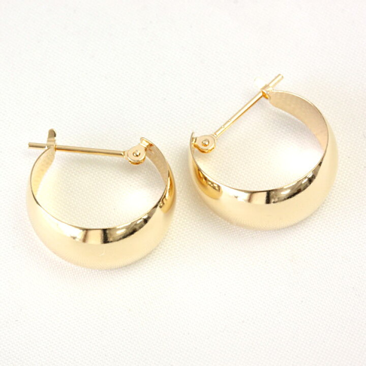 楽天市場】フープピアス K18 7mm×15mm ムーンピアス 18K 18金 ゴールド 