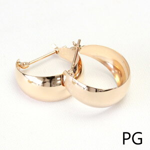 フープピアス K18 7mm×15mm ムーンピアス クロッシング ピアス 18K 18金 ゴールド 月甲 甲丸 ピアス 地金ピアス ゴールドピアス フープ フープピアス 石なし 18K YG PG 可愛い ぷっくり ※商品は1ペ