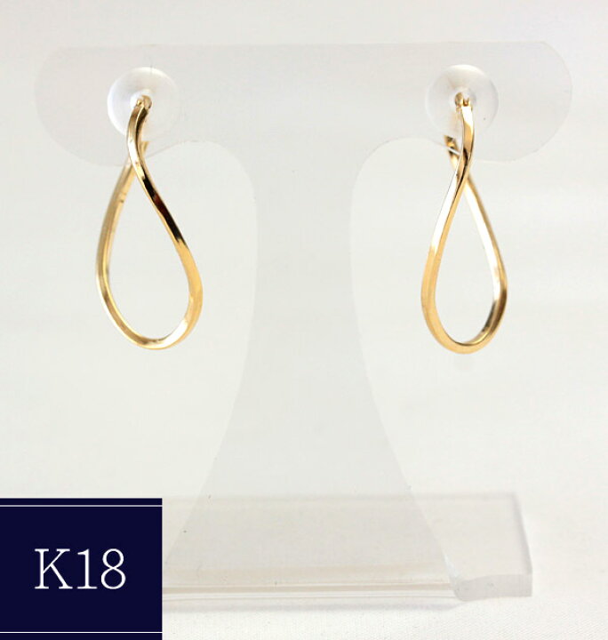 楽天市場】フープピアス クロッシング ピアス K18 角ひねり 18K 18金  