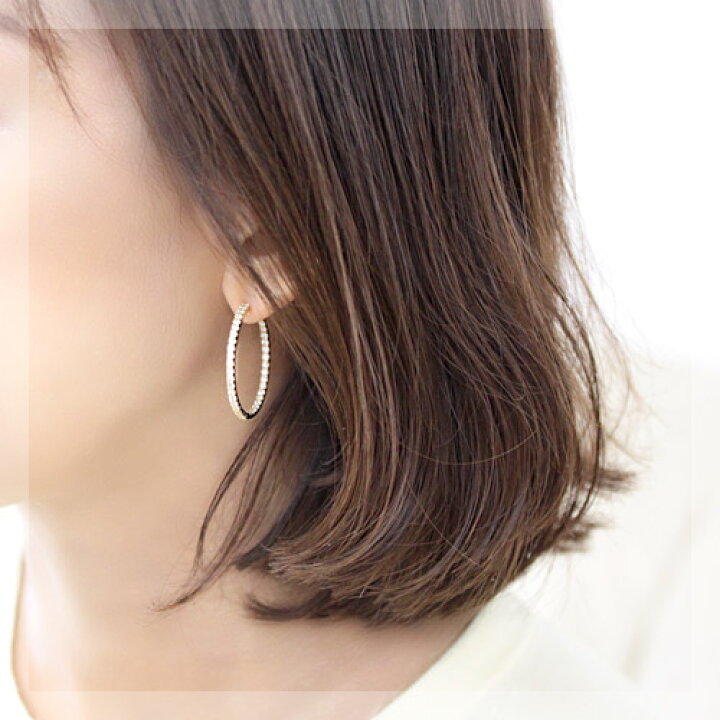 楽天市場】ダイヤモンド エタニティ フープ ピアス 2.0ct K18 78石 