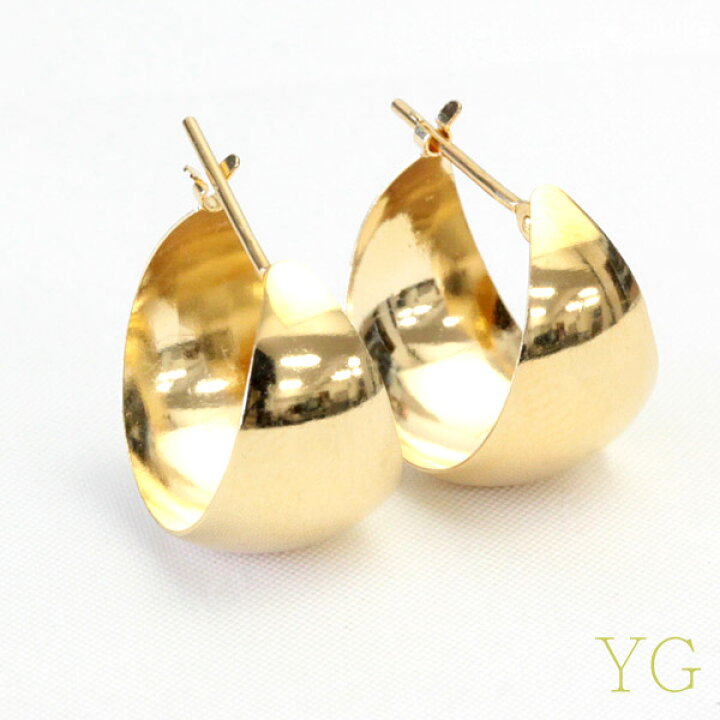 楽天市場】ピアス K18 フープピアス 10mm×15mm クロッシング ピアス 