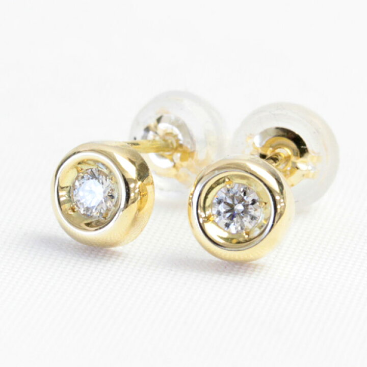 楽天市場】K18 ダイヤモンド ピアス 0.1ct H&C ゴールド イエロー 