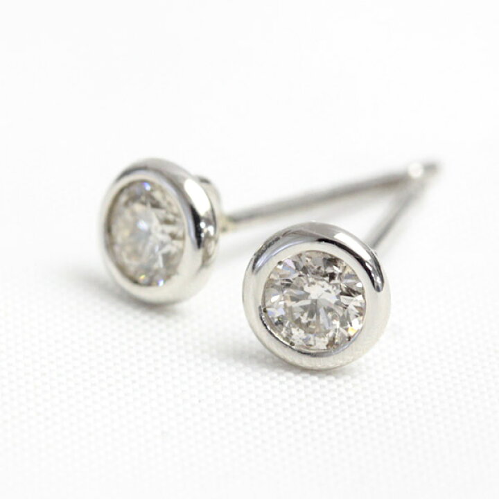 楽天市場】PT ダイヤモンド ピアス 0.2ct フクリン 覆輪 ベゼル 