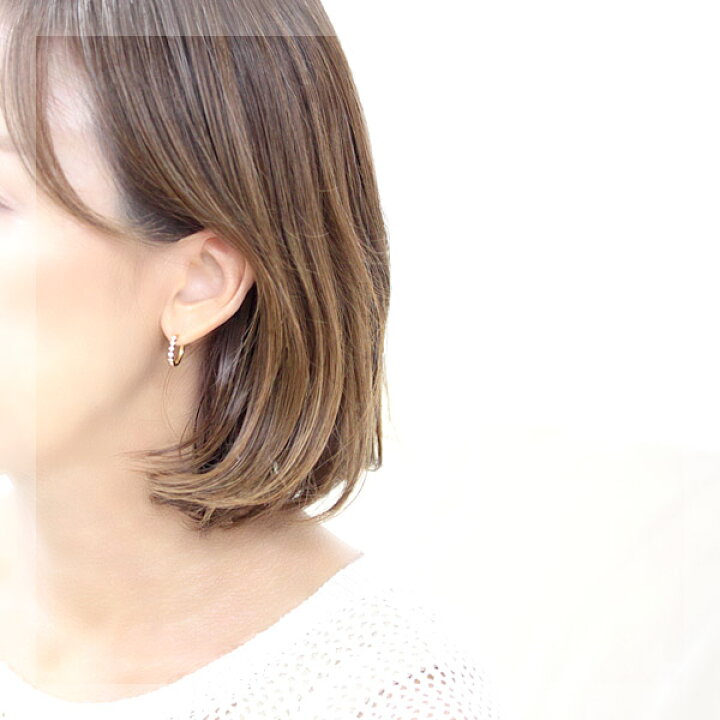 楽天市場】K18 エタニティ ダイヤモンド フープ ピアス 0.2ct 中折式 