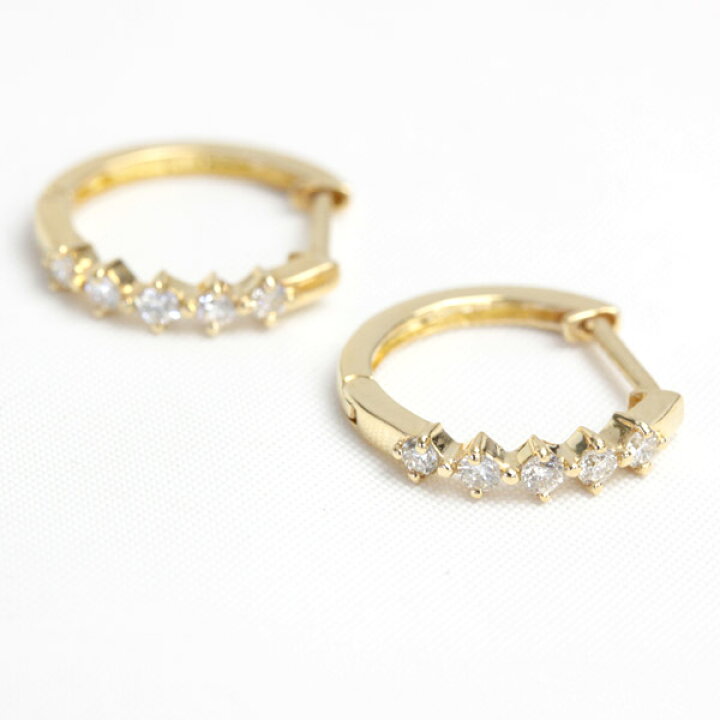 楽天市場】K18 エタニティ ダイヤモンド フープ ピアス 0.2ct 中折式 