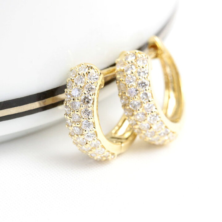 楽天市場】K18 パヴェ ダイヤモンド ピアス 0.5ct フープピアス 