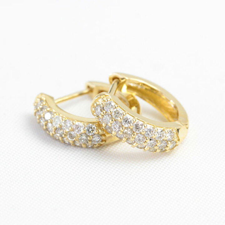 楽天市場】K18 パヴェ ダイヤモンド ピアス 0.3ct フープピアス 