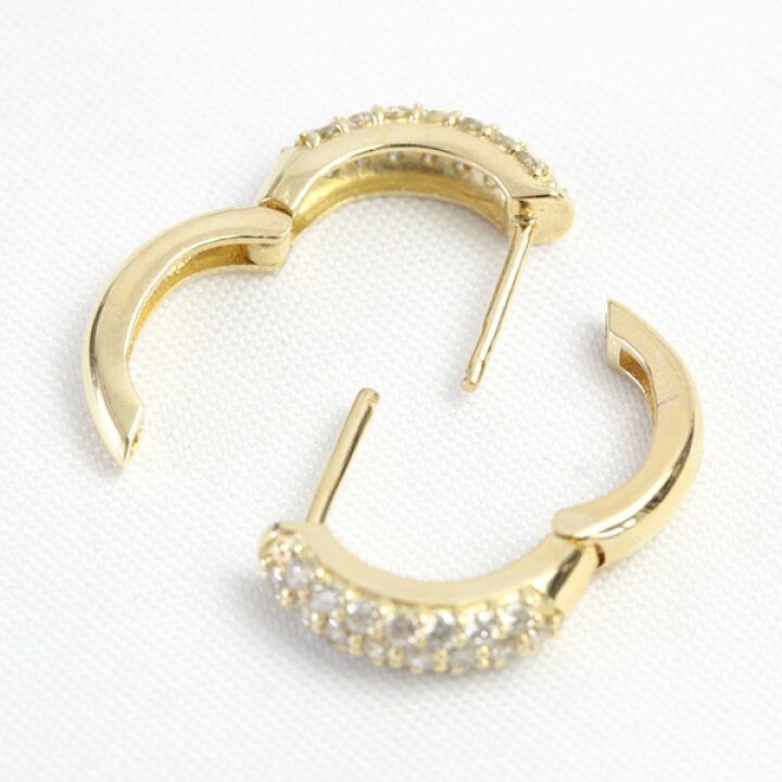 楽天市場】K18 パヴェ ダイヤモンド ピアス 0.3ct フープピアス 