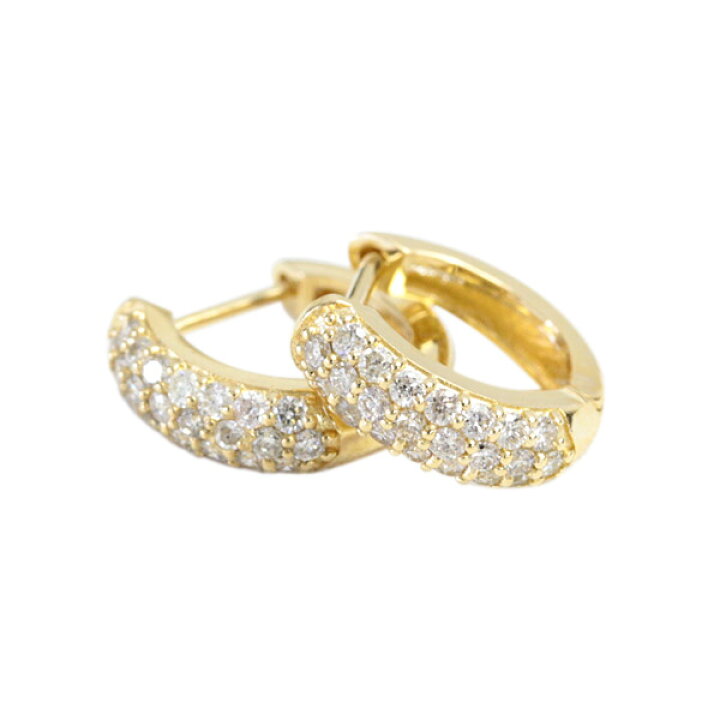 楽天市場】K18 パヴェ ダイヤモンド ピアス 0.3ct フープピアス 