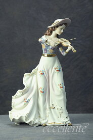 SV-2347L　イタリア製　陶人形　Lady Hat and Violin