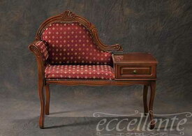 ★ イタリア家具 ヨーロッパ家具 GP25-57STイタリア製家具　電話台付ベンチ　レッド 【イタリアン家具 ヨーロピアン家具 輸入家具 アンティーク調】※使用されている生地が変更となりました（生地はお問い合わせください）