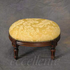 ★ イタリア家具 ヨーロッパ家具 GP-179F2GRYオットマンスツールyellowウォールナット仕上げ 【イタリアン家具 ヨーロピアン家具 輸入家具 アンティーク調】※使用されている生地が変更となりました（生地はお問い合わせください）