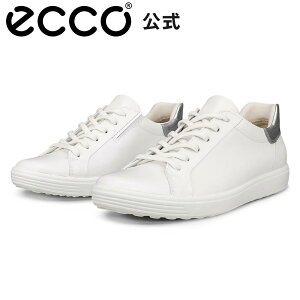 [ECCO����] �\�t�g 7 �{�v ���f�B�[�X �J�W���A�� �X�j�[�J�[ WHITE / PURE SILVER �� �E�B�����Y �����₷�� �C �ʋ� �ʊw ECCO SOFT 7 W �G�R�[