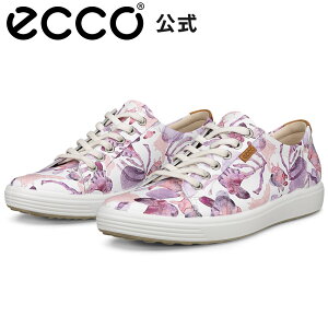 [ECCO����] SOFT 7 W �E�B�����Y ���[�X�A�b�v �V���[�Y WHITE/MULTICOLOR �G�R�[ �C ���K �����S�n���� ���i�� ���U�[ �{�v �w�l�C ���f�B�[�X �E�H�[�L���O ���ɂ��� �y�� �s���N �X���� ������� 