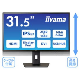 【送料無料】iiyama イイヤマ 31.5型ワイド液晶ディスプレイ ProLite XB3270QS-5(IPS方式パネル/WQHD/DVI/HDMI/DP/昇降/ブラック) XB3270QS-B5 XB3270QSB5 【NE直】