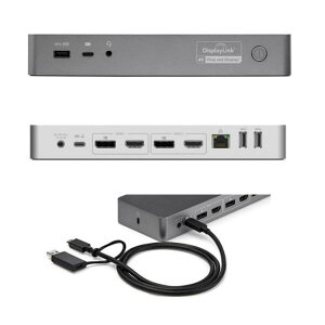 StarTech.com �X�^�|�e�b�N�h�b�g�R�� �h�b�L���O�X�e�[�V���� USB Type-C/USB 3.0�Ή� �f���A��4K�f�B�X�v���C(DP/HDMI)60W PD Mac/Windows/Chrome OS 4x USB 3.0�|�[�g DK30C2DPPD �yNE���z