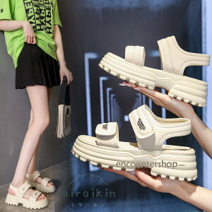 サンダル 厚底ベルクロスポーツサンダル ストラップあり スポーツサンダル レディース 厚底 サンダル スポサン 靴 夏シューズ リゾート 黒 白 25cm アジアン