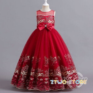 子供ドレス ピアノ発表会 ジュニアドレス ロング 演奏会 結婚式 キッズ こども コンクール 子供服 女の子 フォーマル 110-170cm