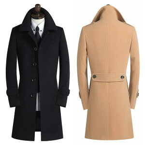 トレンチコート メンズ ロングコート 秋 冬ステンカラー シングルコート カシミア  チェスターコート ビジネスジャケット 防風 保温ロングアウター紳士服