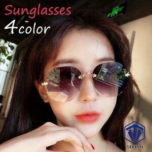 サングラス レディース 女性 ファッション小物 丸型 ヘキサゴン カラーレンズ ゴールドフレーム UV400 グラデーション バイカラー ブルー グレ