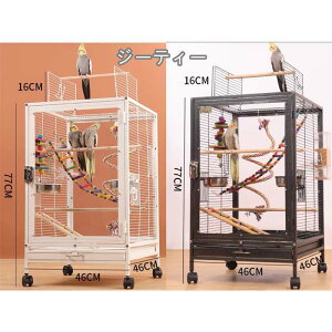 クリアアクリル鳥かご 複数飼い大型インコ ケージ セキセイインコゴザクラインコオカメインコ鳥籠 W46×D46×H77cm(外寸)