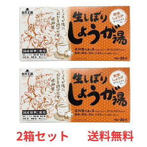 【2個セット】 自然王国 生しぼりしょうが湯 18g×20袋 生姜 風邪予防 冷え性 健康 免疫 国産 粉末 かりんエキス 【株式会社あさの】