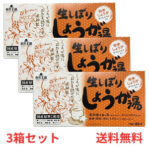 【3個セット】 自然王国 生しぼりしょうが湯 18g×20袋 生姜 風邪予防 冷え性 健康 免疫 国産 粉末 かりんエキス 【株式会社あさの】